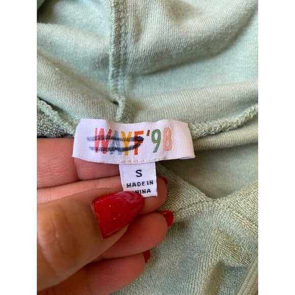 𝅺WAYF Bnwot Women Green Terry Hooded Sweater Sz Small - Picture 6 of 8